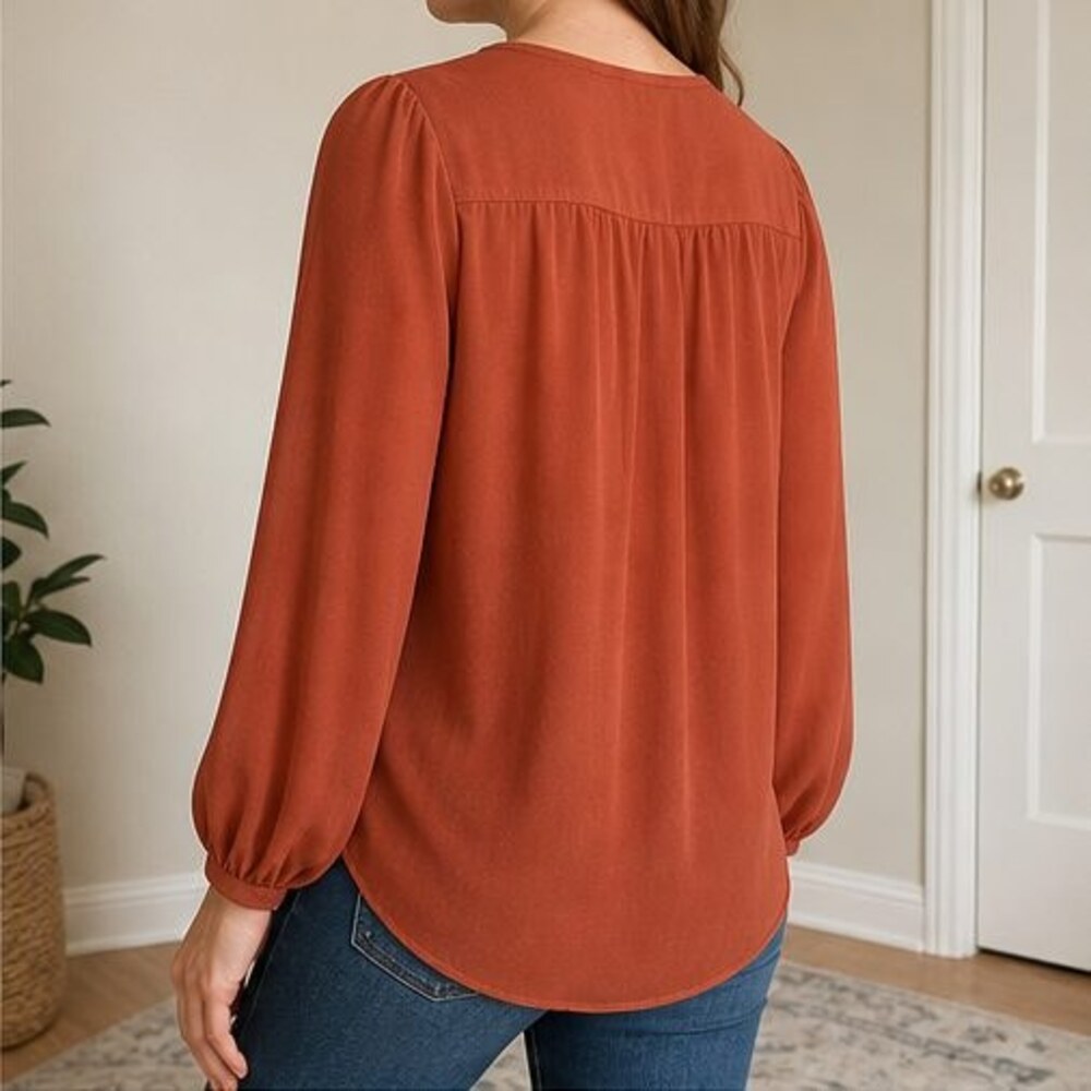 Rust Ruffle Blouse - Picture 3 of 6